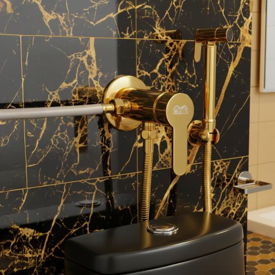 Gold Chrome: Luxury gold chrome external toilet shower mixer valve for traditional bathroom upgrades, MHT PAK