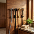 Polished Chrome / Silver: Premium brass toilet shower bidet kit in polished chrome silver with high pressure hose, MHT PAK.

Black Matte: Modern matte black Muslim shower bidet set, heavy-duty brass toilet shower head, MHT PAK.

Gold Chrome: Luxury gold chrome brass Muslim shower kit, premium toilet bidet sprayer with chain, MHT PAK.
