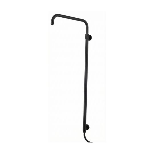 Black Matte: Modern matte black adjustable shower extension rod, extendable shower arm hardware, MHT PAK.