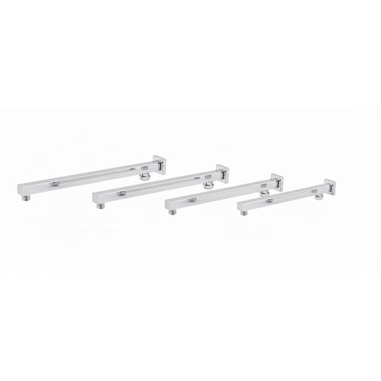T Arm / Shower Arm in Silver Chrome 
Polished Chrome / Silver: Square SQR wall-mounted shower arm in polished chrome silver finish, MHT PAK.