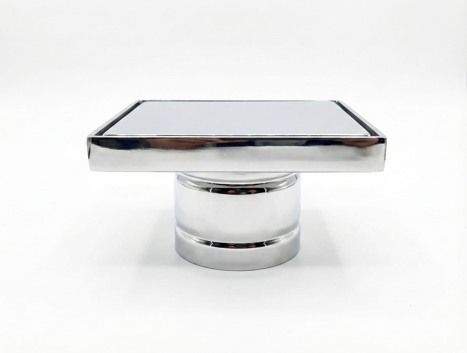 Polished Chrome / Silver: 6x6 stainless steel floor drain with joint in polished silver finish for bathroom shower, MHT PAK.