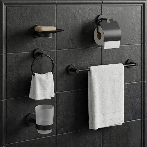 Black Matte: Premium matte black bathroom accessories set, modern luxury hardware collection, MHT PAK.