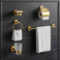 Gold Chrome: Luxury gold chrome bath accessories set, complete elegant bathroom hardware set by MHT PAK.
