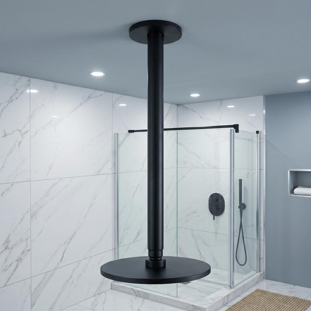 Brass ceiling shower arm Pakistan, Chrome black gold ceiling arm, Luxury roof shower arm, Modern ceiling shower fittings, Premium brass ceiling arm, Gold mix roof shower pipe, Elegant ceiling arm Pakistan, Black gold bathroom design, Minimalist ceiling shower arm, Top quality brass ceiling arm.