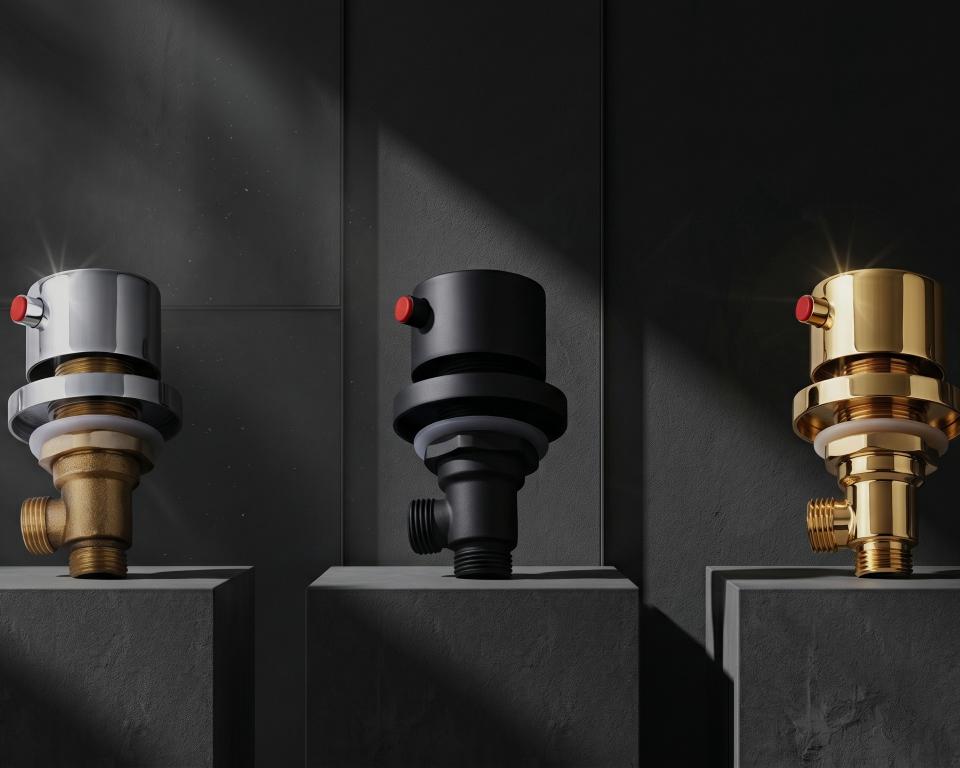 Polished Chrome / Silver: Premium brass T-cock angle valve in polished chrome silver finish, washroom shut-off valve, MHT PAK.

Black Matte: Modern matte black T-cock angle valve, premium washroom shut-off safety valve, MHT PAK.

Gold Chrome: Luxury gold chrome brass T-cock valve, premium bathroom toilet shut-off angle valve, MHT PAK.