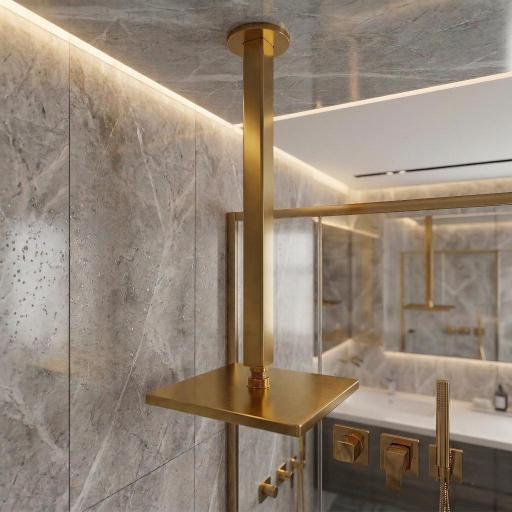 Luxury square SQR concealed shower arm in premium gold chrome finish, MHT PAK.