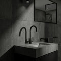 Black Matte: Modern matte black top-mounted kitchen mixer tap, sleek deck-mounted sink faucet, MHT PAK.