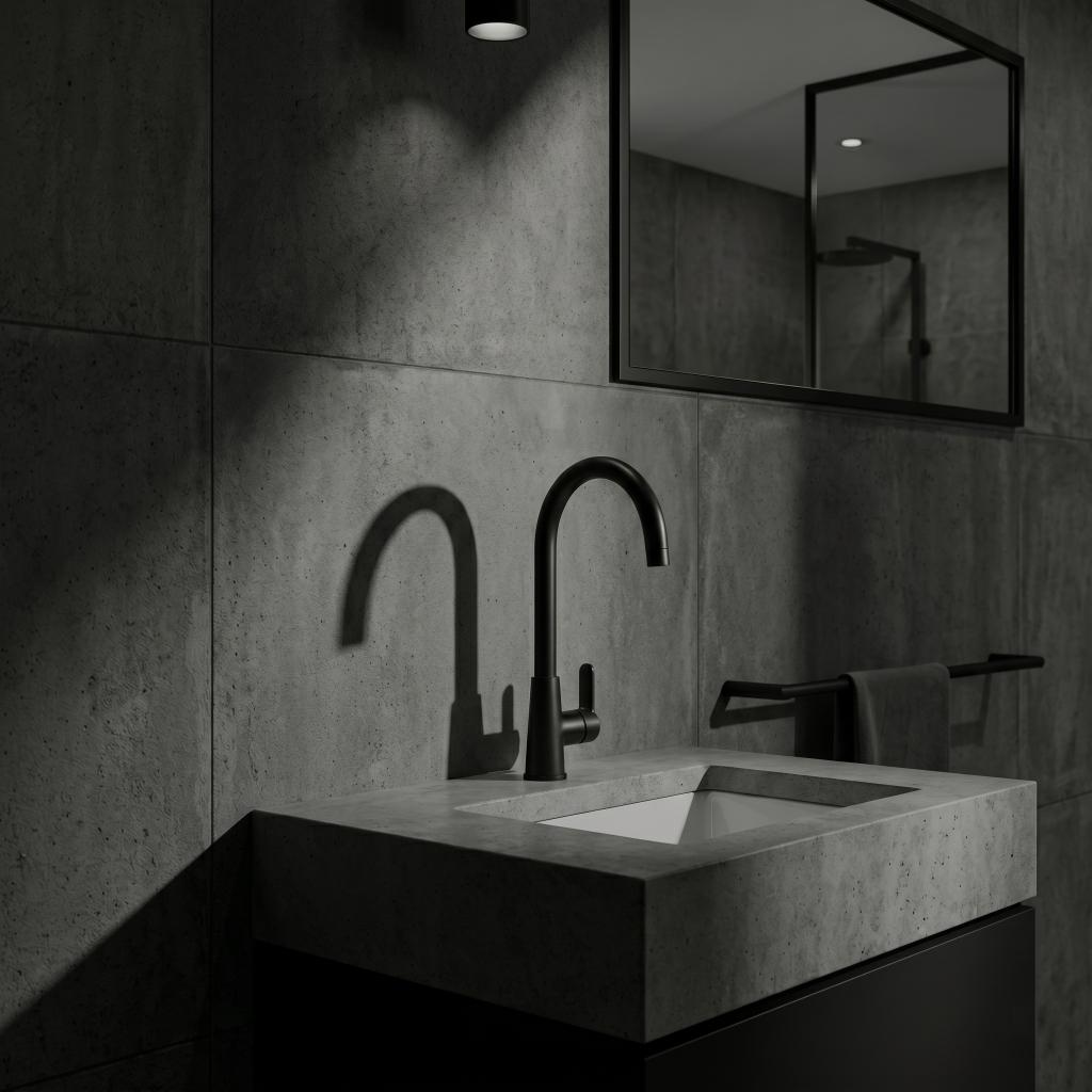 Black Matte: Modern matte black top-mounted kitchen mixer tap, sleek deck-mounted sink faucet, MHT PAK.