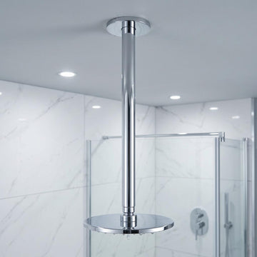 Round Ceiling Shower Arm (Solid Brass) – Straight Vertical Extension for Rainfall Showerheads