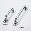 Straight bathroom safety grab bar in polished chrome silver stainless steel, MHT PAK.