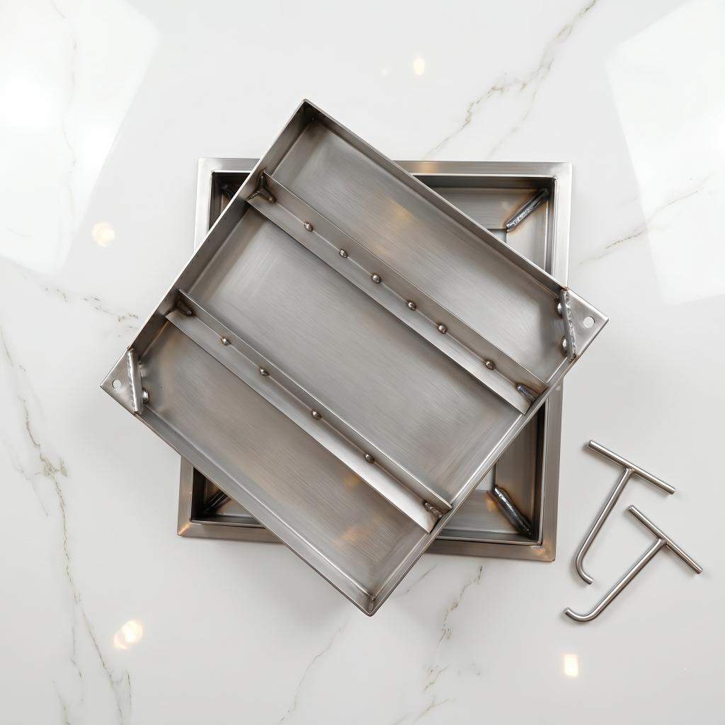 Stainless Steel Manhole Cover / Tile insert Manhole Cover 
Polished : Tile insert manhole cover for invisible hidden floor look, luxury home decor, MHT PAK.