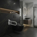 Modern matte white folding grab bar, wall-mounted handicap toilet support safety handle, MHT PAK.