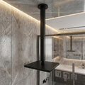 Modern square SQR ceiling-mounted shower arm in matte black finish, MHT PAK