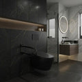 Modern matte black folding grab bar, wall-mounted handicap toilet support safety handle, MHT PAK.