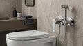 toilet shower mixer with temperature control in polished chrome silver, MHT PAK.