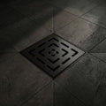 Black Matte: Modern 6x6 square floor drain grate in matte black finish for high flow bathroom drainage, MHT PAK.