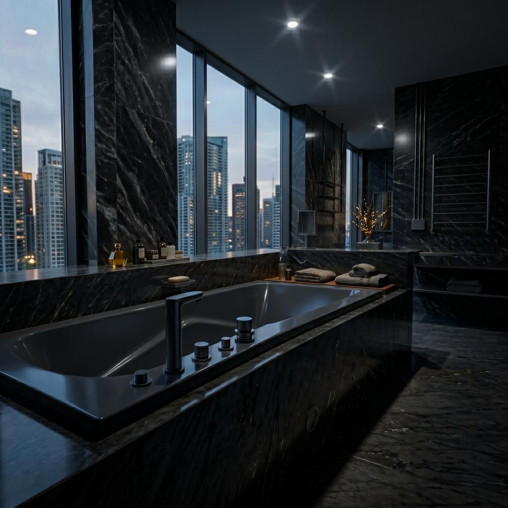 Premium matte black bathtub set, modern designer bathroom shower mixer hardware, MHT PAK.