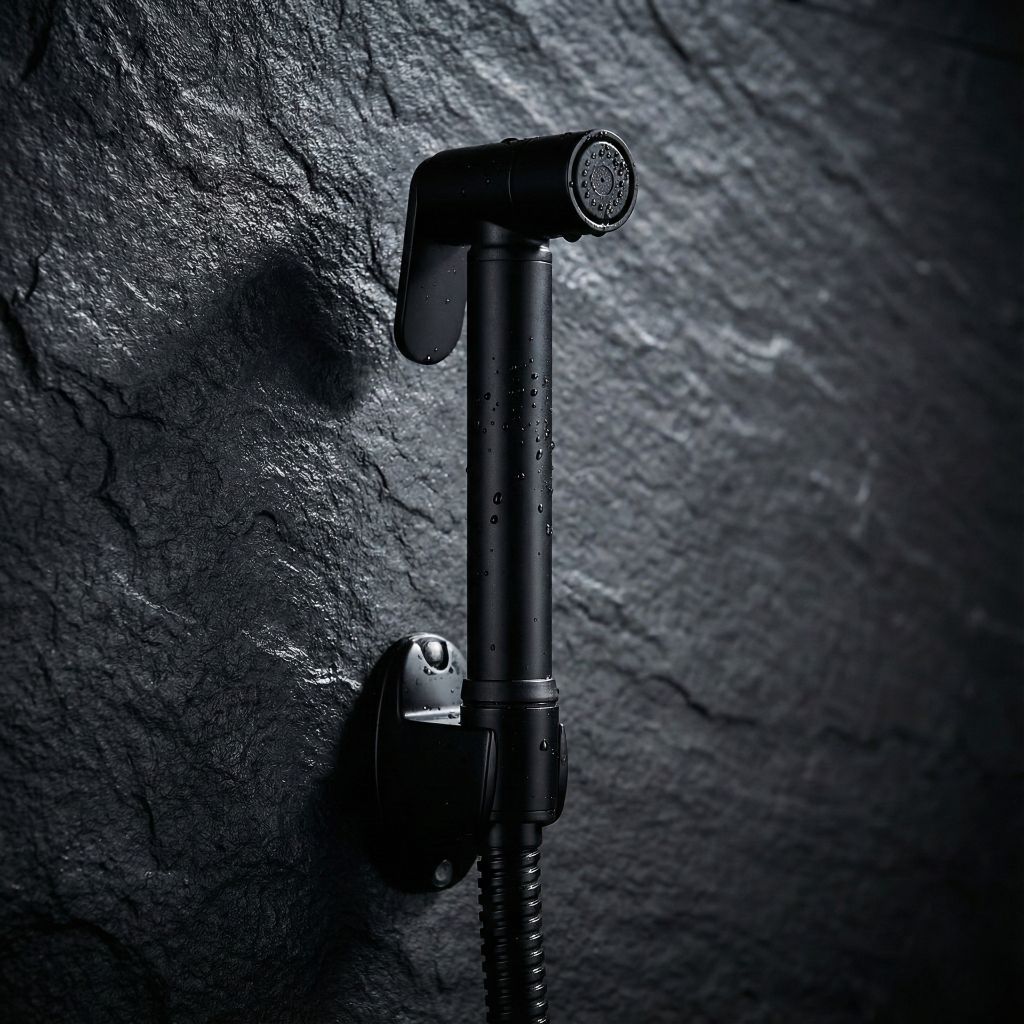 Brass Toilet Shower	Premium brass toilet shower set in Matt Black 
 finish
Black Matte: Modern matte black Muslim shower bidet set, heavy-duty brass toilet shower head, MHT PAK.