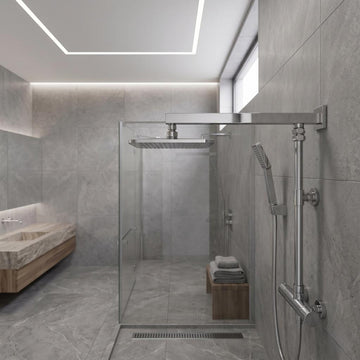 T Arm / Shower Arm in Silver Chrome 
Polished Chrome / Silver: Square SQR wall-mounted shower arm in polished chrome silver finish, MHT PAK.