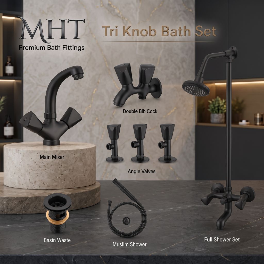 MHT Architectural Brass Tri-Knob Set