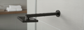 Black Matte: Modern square SQR ceiling-mounted shower arm in matte black finish, MHT PAK.