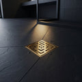 Gold Chrome: Luxury gold chrome 6x6 floor drain with proper joint for elegant bathroom shower design, MHT PAK.