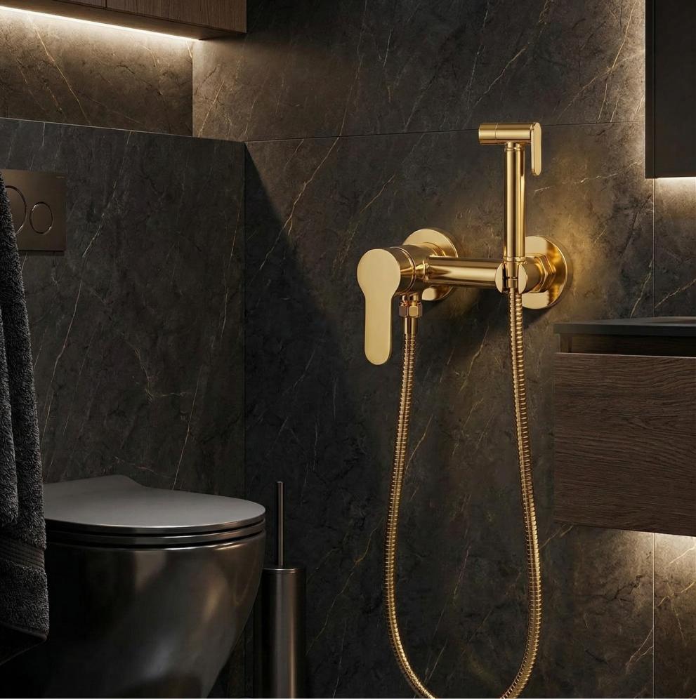 Luxury gold chrome temperature control bidet mixer valve for modern bathroom upgrade, MHT PAK.