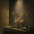 Gold Chrome: Luxury gold chrome wall-mounted kitchen sink mixer tap for premium home interior, MHT PAK.