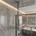Square SQR wall-mounted shower arm in polished chrome silver finish, MHT PAK.