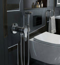 Polished Chrome / Silver: Concealed toilet shower mixer valve in polished chrome silver for hidden bathroom design, MHT PAK.
