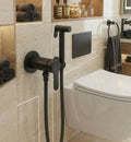 Black Matte: Modern matte black concealed toilet shower mixer, luxury hidden wall-mounted bidet valve, MHT PAK.